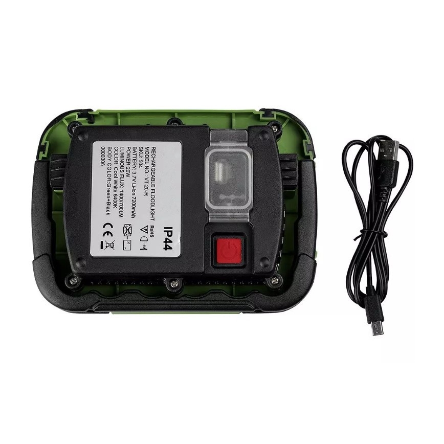 LED Dimming επαναφορτιζόμενο προβολέας SAMSUNG CHIP + λειτουργία SOS LED/10W/3,7V/USB IP44 4000K 3600 mAh πράσινο