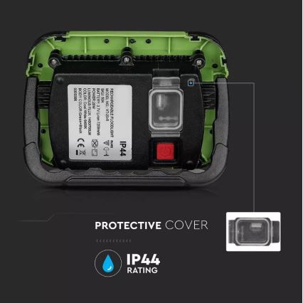 LED Dimming επαναφορτιζόμενο προβολέας SAMSUNG CHIP + λειτουργία SOS LED/10W/3,7V/USB IP44 4000K 3600 mAh πράσινο