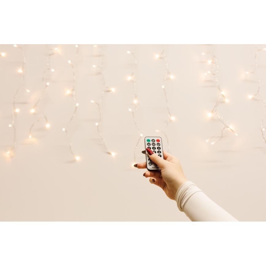 LED Dimming Εξωτερικού χώρου Χριστουγεννιάτικα λαμπάκια κουρτίνα CURTAIN 360xLED/8,4W/230V 2x2 m IP44 θερμό λευκό + τηλεχειριστήριο