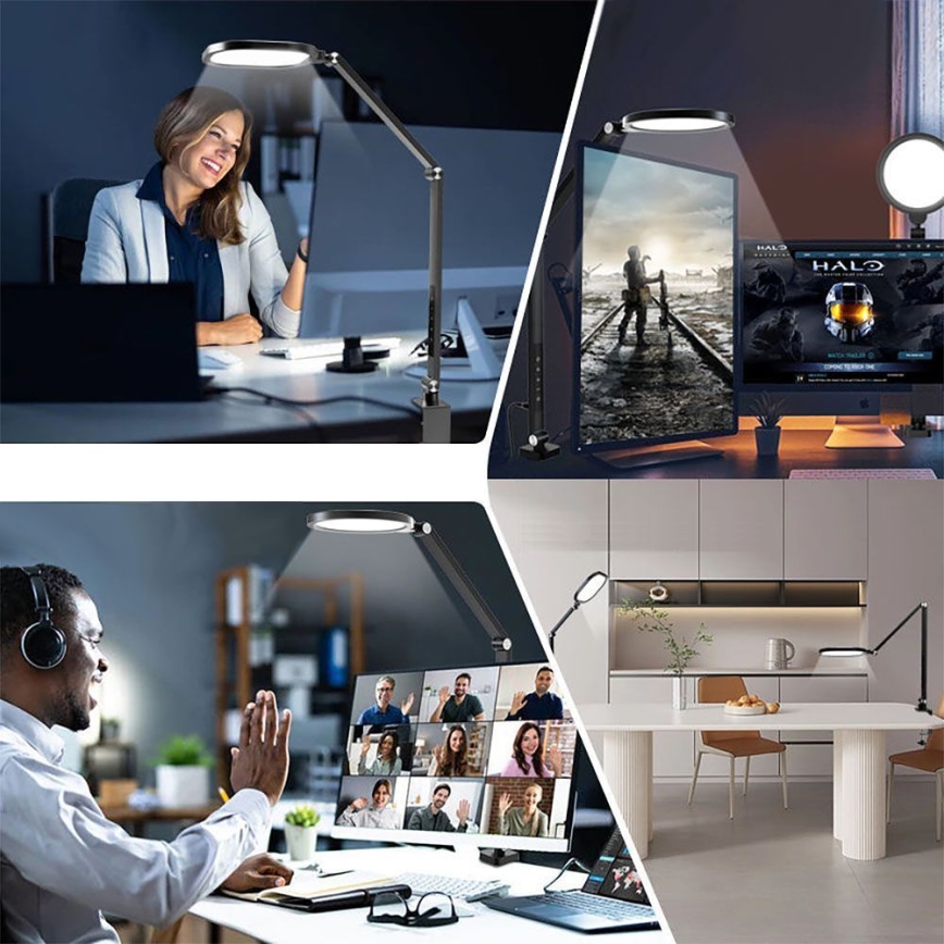 LED Dimming αφής εύκαμπτο Επιτραπέζιο φωτιστικό LED/15W/230V 3000-6500K CRI 96 μαύρο
