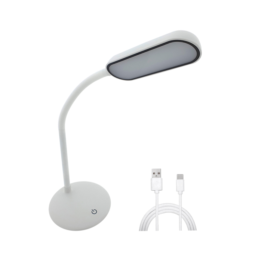 LED Dimming αφής εύκαμπτο Επιτραπέζιο φωτιστικό LED/6W/5V USB 1200 mAh λευκό