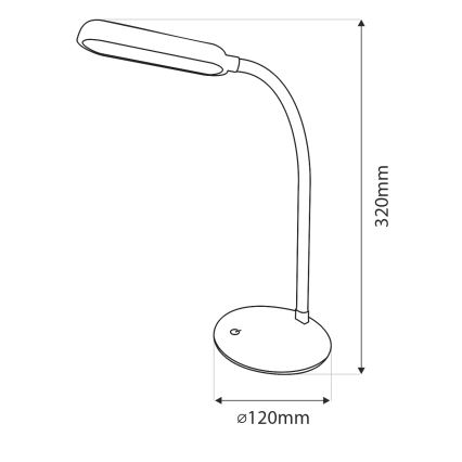 LED Dimming αφής εύκαμπτο Επιτραπέζιο φωτιστικό LED/6W/5V USB 1200 mAh λευκό