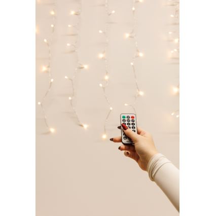 LED Dimming Εξωτερικού χώρου Χριστουγεννιάτικα λαμπάκια κουρτίνα CURTAIN 360xLED/8,4W/230V 2x2 m IP44 θερμό λευκό + τηλεχειριστήριο