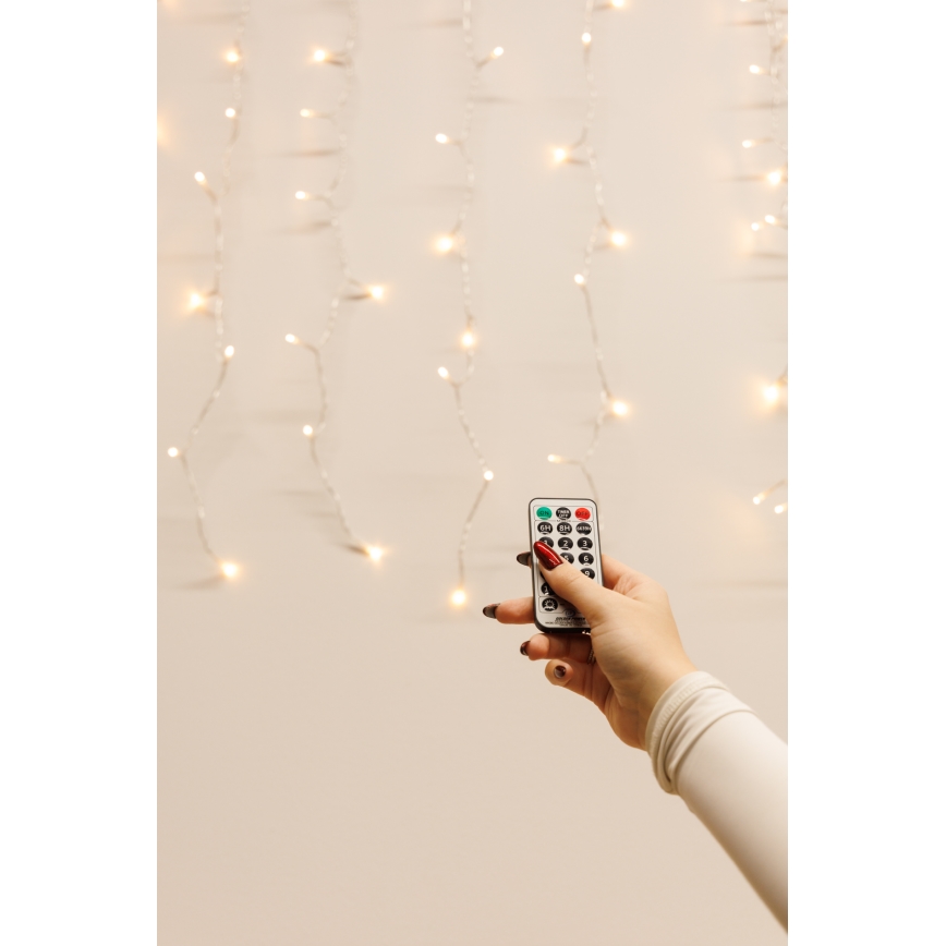 LED Dimming Εξωτερικού χώρου Χριστουγεννιάτικα λαμπάκια κουρτίνα CURTAIN 360xLED/8,4W/230V 2x2 m IP44 θερμό λευκό + τηλεχειριστήριο