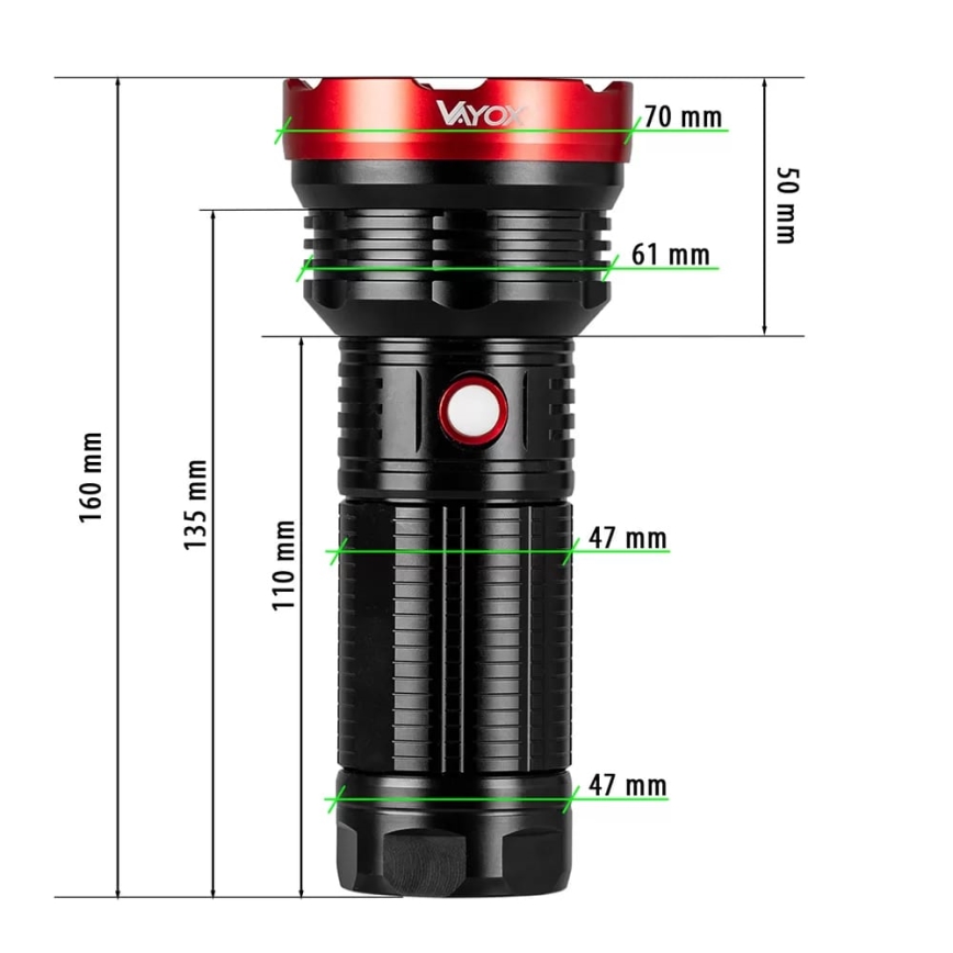 LED Dimming επαναφορτιζόμενο φακός LED/20W/5V IPX5 2000 γυαλιστερό 6000 mAh
