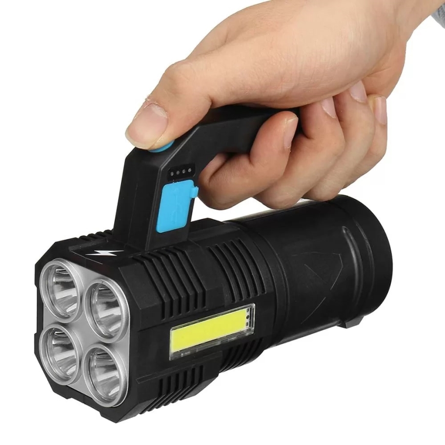 LED Dimming επαναφορτιζόμενο φακός LED/5V IPX4 250 γυαλιστερό 1200 mAh