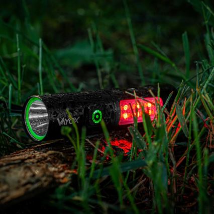 LED Dimming επαναφορτιζόμενο φακός με ένα κόκκινο φωστικό LED/5W/5V IPX4 250 γυαλιστερό 2000 mAh