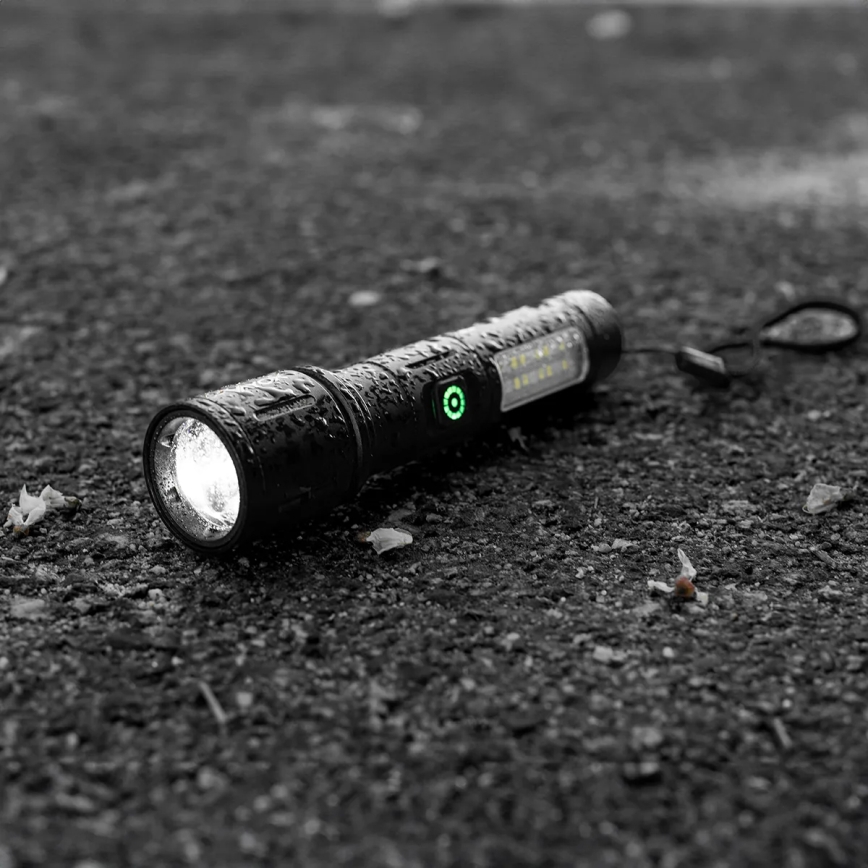 LED Dimming επαναφορτιζόμενο φακός με ένα κόκκινο φωστικό LED/5W/5V IPX4 260 γυαλιστερό 2000 mAh