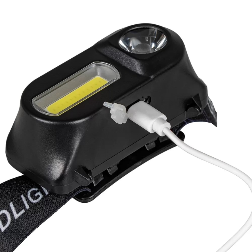LED Dimming επαναφορτιζόμενο φακός κεφαλής 2xLED/5V IP44 210 γυαλιστερό 2000 mAh