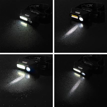 LED Dimming επαναφορτιζόμενο φακός κεφαλής 2xLED/5V IPX4 250 γυαλιστερό 2000 mAh