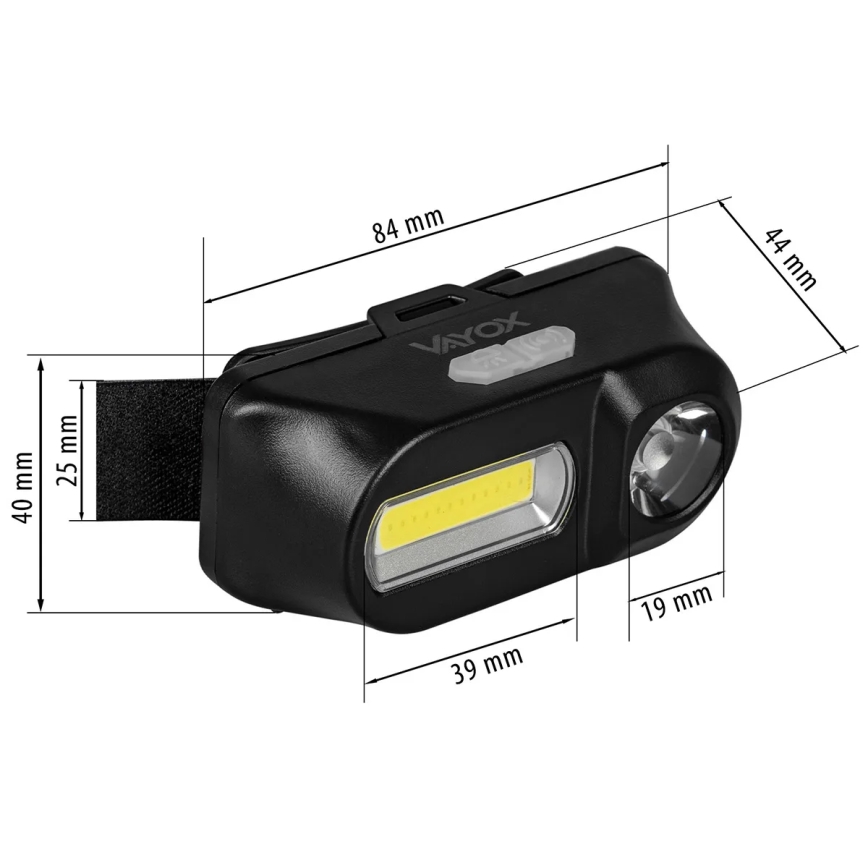 LED Dimming επαναφορτιζόμενο φακός κεφαλής 2xLED/5V IPX4 250 γυαλιστερό 2000 mAh