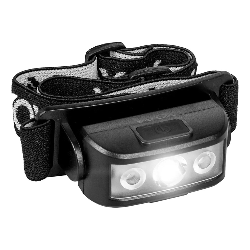 LED Dimming επαναφορτιζόμενο φακός κεφαλής 3xLED/5V IPX4 100 γυαλιστερό 1200 mAh