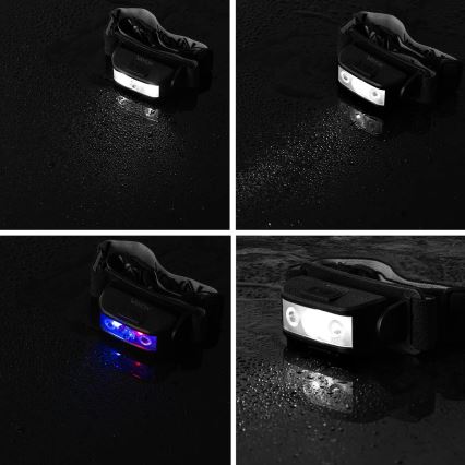 LED Dimming επαναφορτιζόμενο φακός κεφαλής 3xLED/5V IPX4 100 γυαλιστερό 1200 mAh