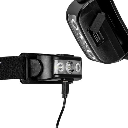 LED Dimming επαναφορτιζόμενο φακός κεφαλής 3xLED/5V IPX4 100 γυαλιστερό 1200 mAh