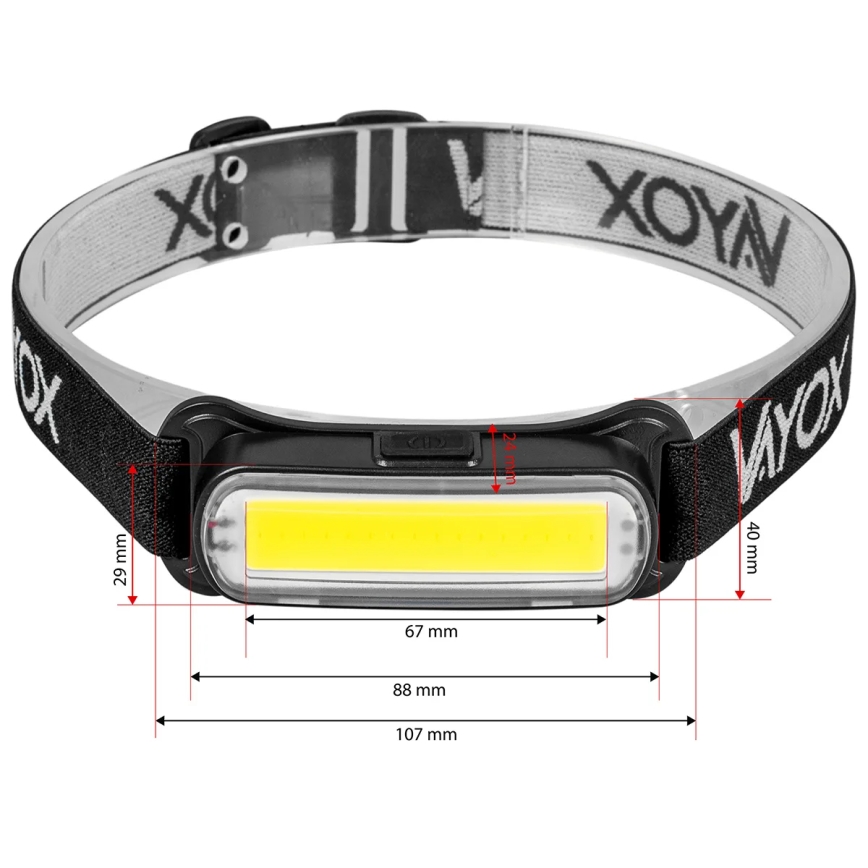 LED Dimming επαναφορτιζόμενο φακός κεφαλής LED/5V IPX4 300 γυαλιστερό 1200 mAh