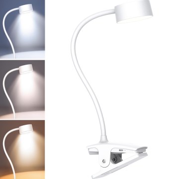 LED Dimming εύκαμπτο επαναφορτιζόμενο Επιτραπέζιο φωτιστικό με κλιπ LED/2W/1800 mAh 3000/4000/6500K λευκό