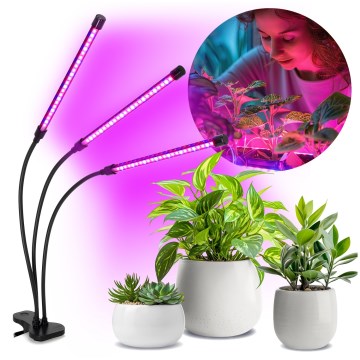 LED Dimming εύκαμπτο Επιτραπέζιο φωτιστικό με κλιπ για ανάπτυξη φυτών VITARO 3xLED/10W/230V μαύρο