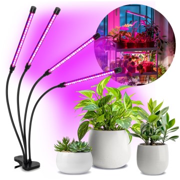 LED Dimming εύκαμπτο Επιτραπέζιο φωτιστικό με κλιπ για ανάπτυξη φυτών VITARO 4xLED/10W/230V μαύρο