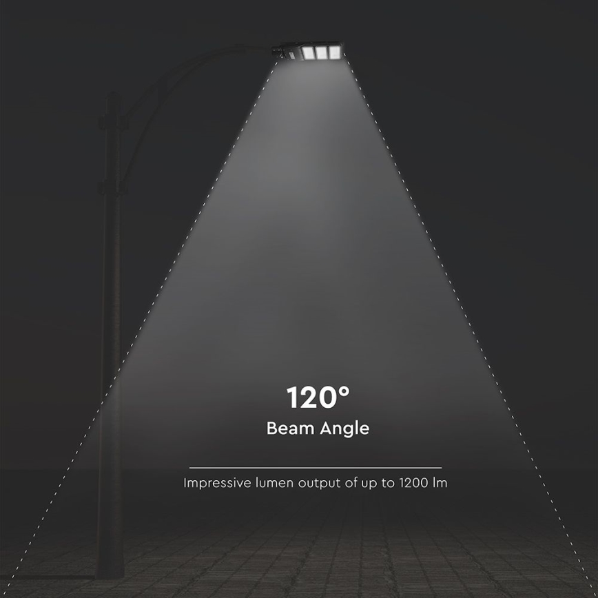 LED Ηλιακό φωτιστικό δρόμου με ρυθμιζόμενη ένταση φωτισμού και αισθητήρα κίνησης και λυκόφωτος LED/12W/3,2V 6000K IP65 10000 mAh μαύρο + τηλεχειριστήριο