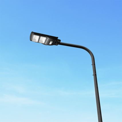 LED Ηλιακό φωτιστικό δρόμου με ρυθμιζόμενη ένταση φωτισμού και αισθητήρα κίνησης και λυκόφωτος LED/8W/3,2V 6000K IP65 9000 mAh μαύρο + τηλεχειριστήριο