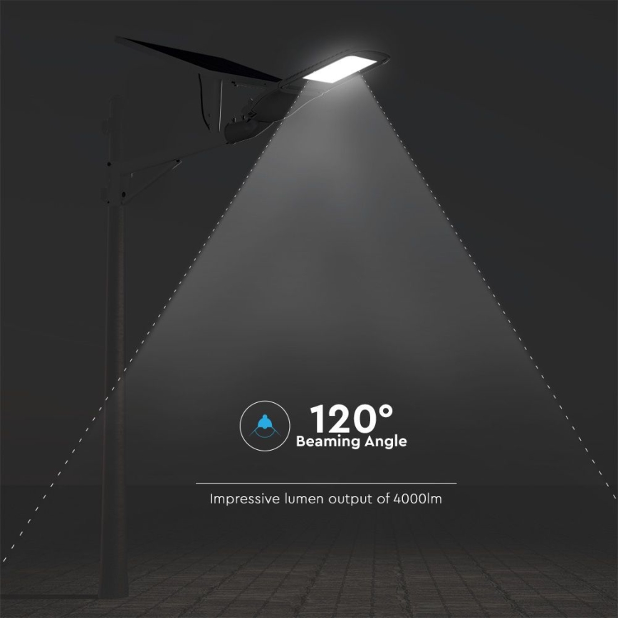 LED Dimming ηλιακό φωτιστικό δρόμου SAMSUNG CHIP LED/50W/6,4V 6000K IP65 30000 mAh + τηλεχειριστήριο