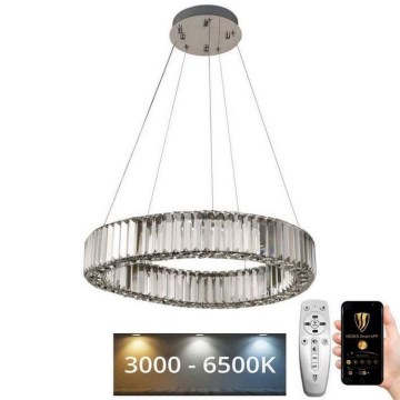 LED Dimming κρυστάλλινο κρεμαστό φωτιστικό οροφής κρεμαστό φωτιστικό οροφής LED/40W/230V 3000-6500K γυαλιστερό χρώμιο + τηλεχειριστήριο