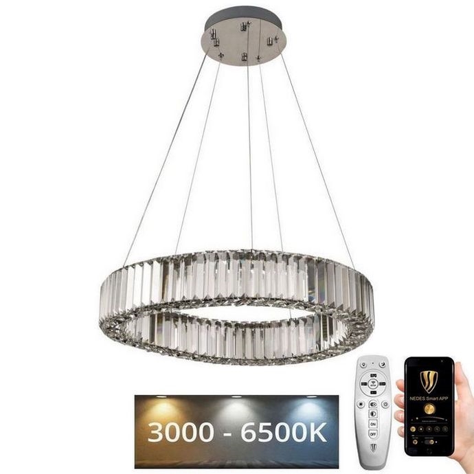 LED Dimming κρυστάλλινο κρεμαστό φωτιστικό οροφής κρεμαστό φωτιστικό οροφής LED/40W/230V 3000-6500K γυαλιστερό χρώμιο + τηλεχειριστήριο