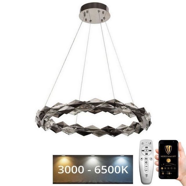 LED Dimming κρυστάλλινο κρεμαστό φωτιστικό οροφής κρεμαστό φωτιστικό οροφής LED/40W/230V 3000-6500K γυαλιστερό χρώμιο + τηλεχειριστήριο