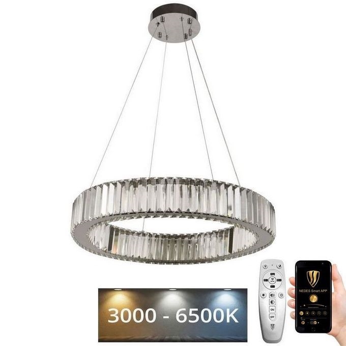 LED Dimming κρυστάλλινο κρεμαστό φωτιστικό οροφής κρεμαστό φωτιστικό οροφής LED/40W/230V 3000-6500K γυαλιστερό χρώμιο + τηλεχειριστήριο