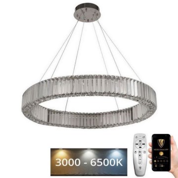 LED Dimming κρυστάλλινο κρεμαστό φωτιστικό οροφής κρεμαστό φωτιστικό οροφής LED/50W/230V 3000-6500K γυαλιστερό χρώμιο + τηλεχειριστήριο