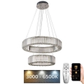 LED Dimming κρυστάλλινο κρεμαστό φωτιστικό οροφής κρεμαστό φωτιστικό οροφής LED/65W/230V 3000-6500K γυαλιστερό χρώμιο + τηλεχειριστήριο