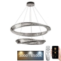 LED Dimming κρυστάλλινο κρεμαστό φωτιστικό οροφής κρεμαστό φωτιστικό οροφής LED/90W/230V 3000-6500K γυαλιστερό χρώμιο + τηλεχειριστήριο