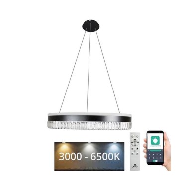 LED Dimming κρύσταλλο κρεμαστό φωτιστικό οροφής κρεμαστό φωτιστικό οροφής LED/80W/230V 3000-6500K μαύρο + τηλεχειριστήριο