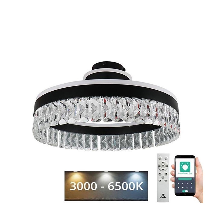 LED Dimming κρύσταλλο πλαφονιέρα οροφής LED/75W/230V 3000-6500K μαύρο + τηλεχειριστήριο