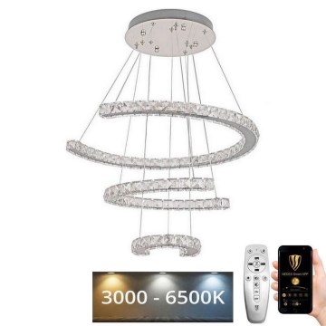 LED Dimming κρύσταλλο πολύφωτο on a string LED/100W/230V 3000-6500K ασήμι + τηλεχειριστήριο