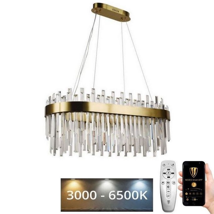 LED Dimming κρύσταλλο πολύφωτο on a string LED/100W/230V 3000-6500K χρυσαφί + τηλεχειριστήριο