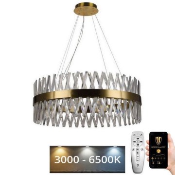 LED Dimming κρύσταλλο πολύφωτο on a string LED/110W/230V 3000-6500K χρυσαφί + τηλεχειριστήριο