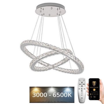 LED Dimming κρύσταλλο πολύφωτο on a string LED/115W/230V 3000-6500K ασήμι + τηλεχειριστήριο