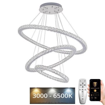 LED Dimming κρύσταλλο πολύφωτο on a string LED/210W/230V 3000-6500K ασήμι + τηλεχειριστήριο