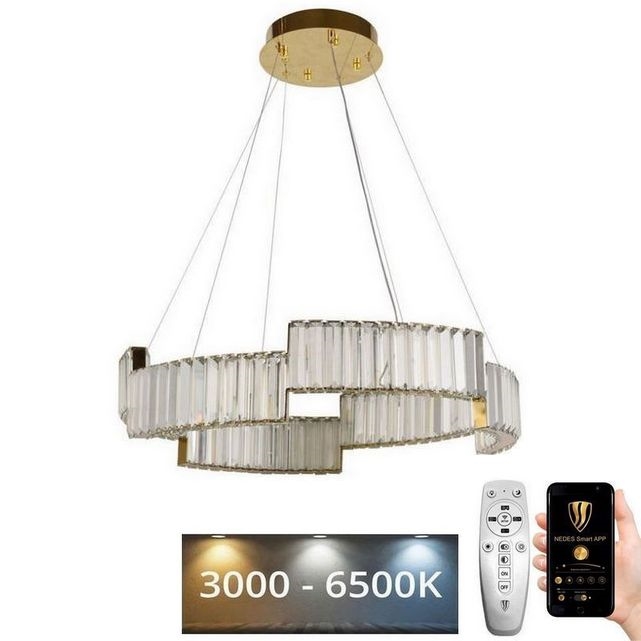 LED Dimming κρύσταλλο πολύφωτο on a string LED/40W/230V 3000-6500K χρυσαφί + τηλεχειριστήριο