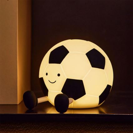 LED Dimming παιδικό αφής φωτιστικό FOOTBALL LED/2W/5V USB 1200 mAh λευκό/μαύρο