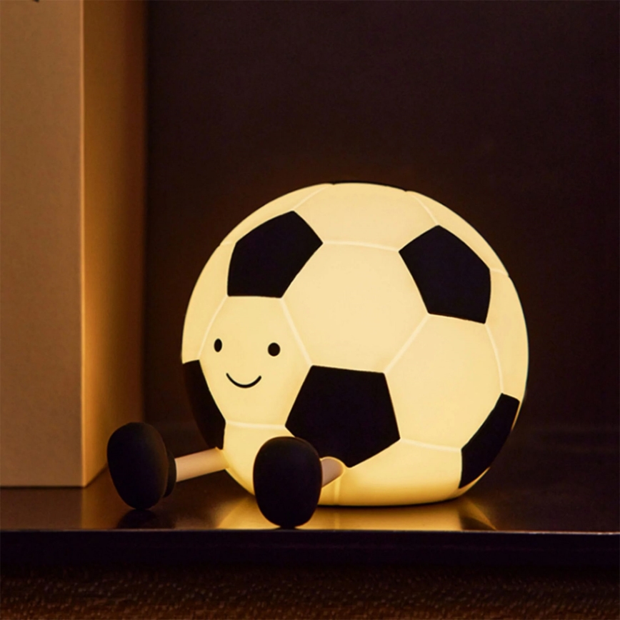 LED Dimming παιδικό αφής φωτιστικό FOOTBALL LED/2W/5V USB 1200 mAh λευκό/μαύρο