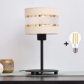LED Eπιτραπέζια λάμπα HELEN 1xE27/15W/230V κρεμ/μαύρο/χρυσαφί