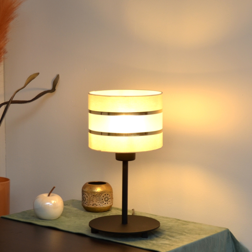 LED Eπιτραπέζια λάμπα HELEN 1xE27/15W/230V κρεμ/μαύρο/χρυσαφί