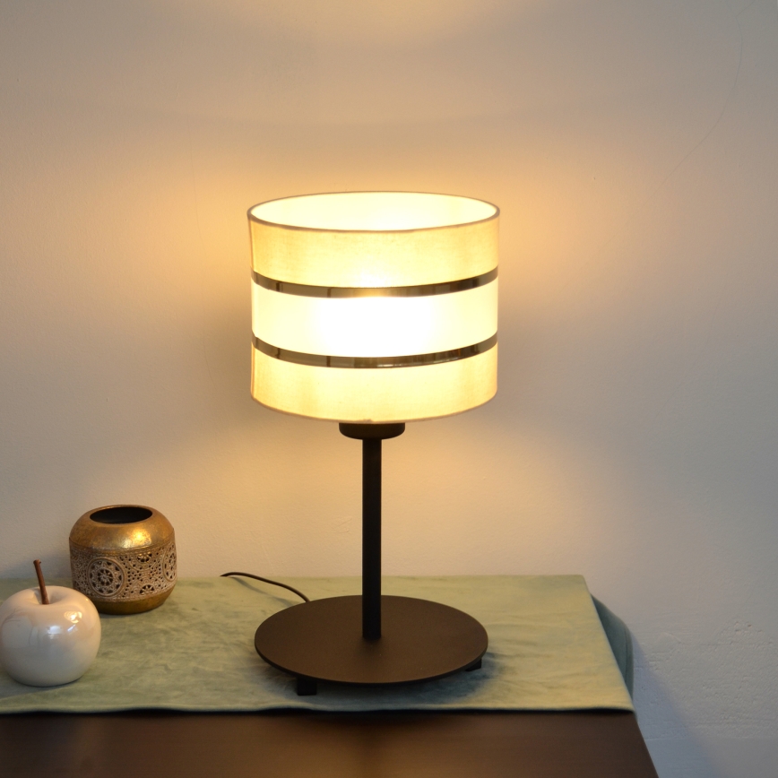 LED Eπιτραπέζια λάμπα HELEN 1xE27/15W/230V κρεμ/μαύρο/χρυσαφί