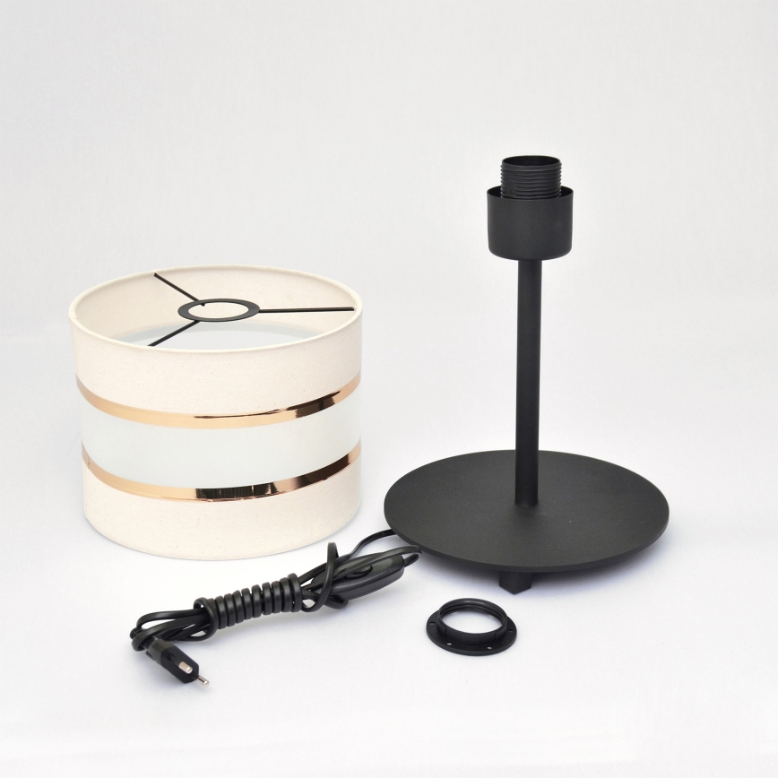 LED Eπιτραπέζια λάμπα HELEN 1xE27/15W/230V κρεμ/μαύρο/χρυσαφί