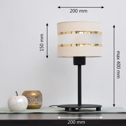 LED Eπιτραπέζια λάμπα HELEN 1xE27/15W/230V κρεμ/μαύρο/χρυσαφί