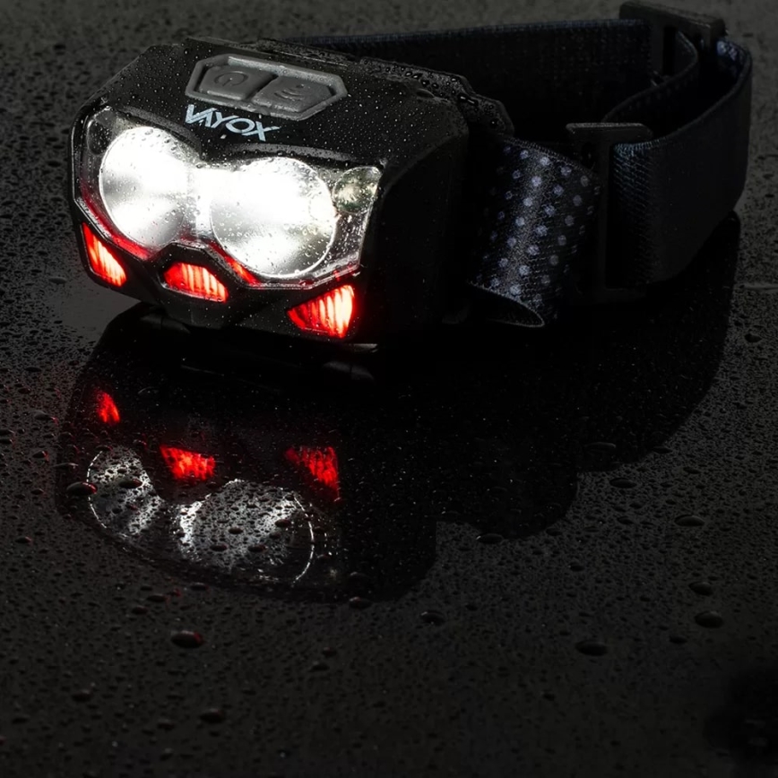 LED Επαναφορτιζόμενος Φακός Κεφαλής με Αισθητήρα και Κόκκινο Φως 2xLED/5W/5V/3xAAA IP65 500 lm 1200 mAh