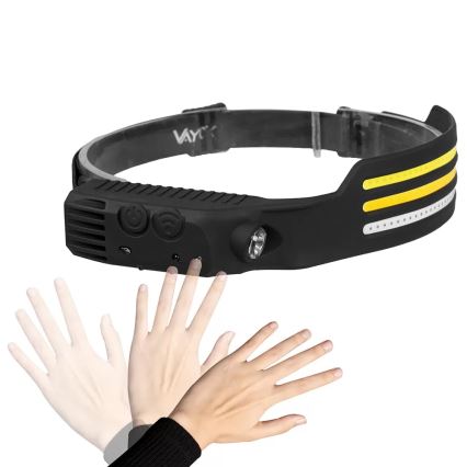 LED Επαναφορτιζόμενος Φακός Κεφαλής με Αισθητήρα και Κόκκινο Φως 4xLED/5V IP44 300 lm 1200 mAh