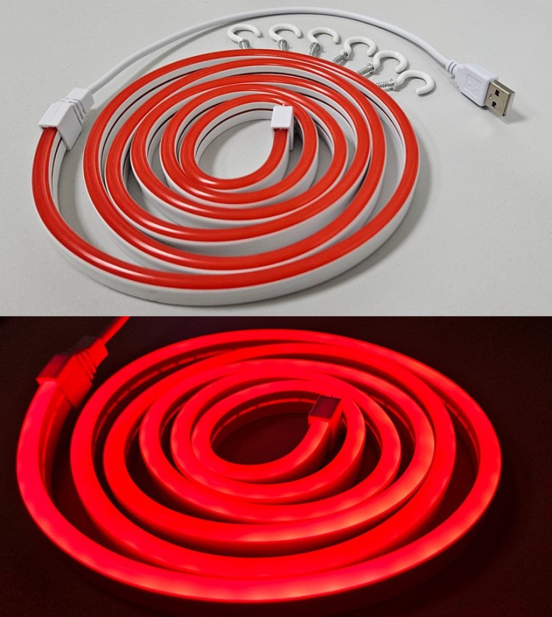 LED Flexible ταινία NEON LED/5V USB 1,8 m κόκκινο